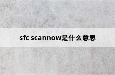 sfc scannow是什么意思